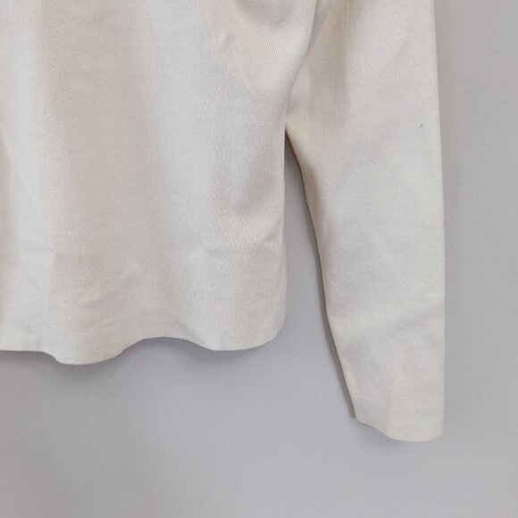 Vintage Cache Fur Collar Cream Cardigan Sweater 90s Y2K Holiday Womens L - Picture 8 of 13